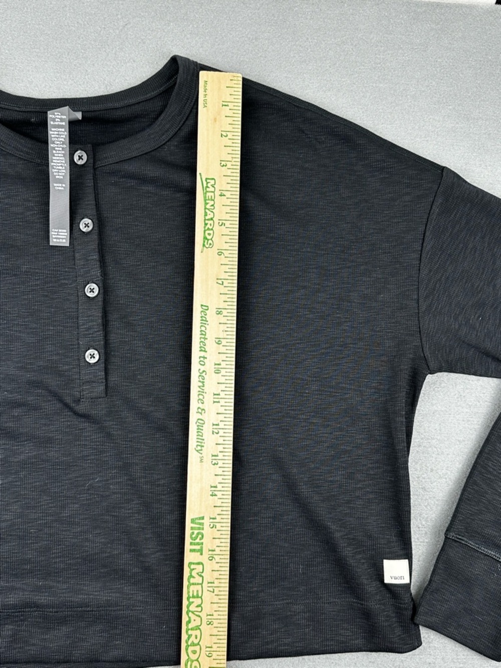 Vuori Black Heather Sunrise Oversized Long Sleeve Henley Size S NWOT - Picture 4 of 9